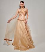 Ivory Cut Work Halter Neck Blouse And Lehenga Set