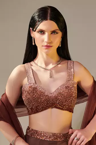 Earthy Brown Ombre Shaded Lehenga Set