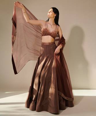 Earthy Brown Ombre Shaded Lehenga Set 3