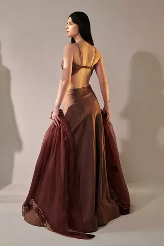 Earthy Brown Ombre Shaded Lehenga Set