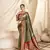 Mehndi tissue silk blend saree with unstitched tissue blouse piece