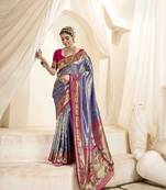 Lavender tissue silk blend saree with unstitched tissue blouse piece