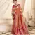 Rust tissue silk blend saree with unstitched tissue blouse piece