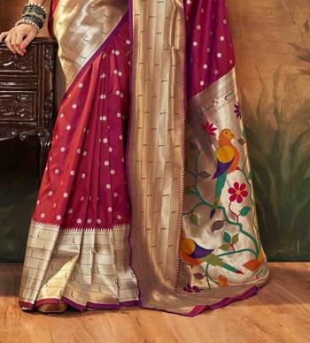Wine silk blend saree with unstitched blouse piece 3