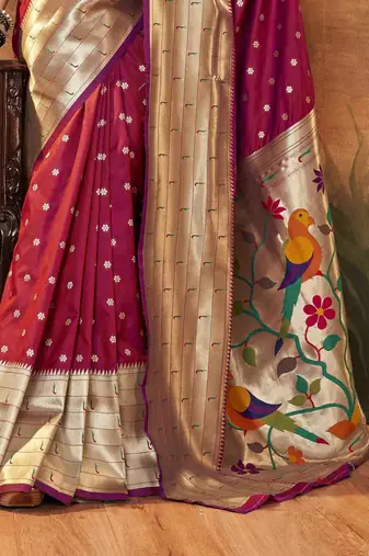 Wine silk blend saree with unstitched blouse piece