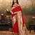 Red silk blend saree with unstitched blouse piece