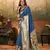 Teal  silk blend saree with unstitched blouse piece