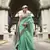 Mint linen cotton saree with unstitched linen cotton blouse piece