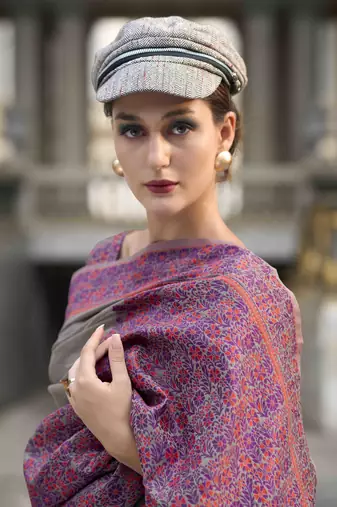 Grey linen cotton saree with unstitched linen cotton blouse piece