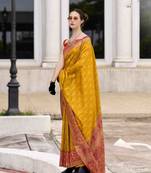 Mango silk blend saree with unstitched blouse piece