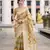 Mustard cotton linen silk blend saree with unstitched cotton linen blouse piece