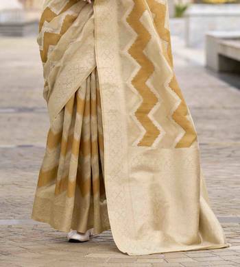 Mustard cotton linen silk blend saree with unstitched cotton linen blouse piece 3