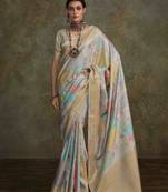 Multi silk blend saree with unstitched blouse piece