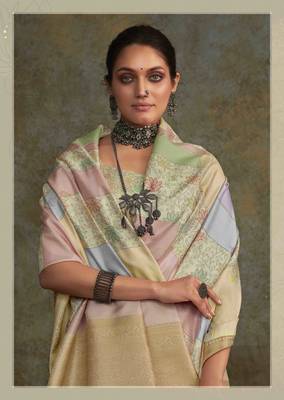 Multi silk blend saree with unstitched blouse piece 4
