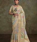 Multi silk blend saree with unstitched blouse piece