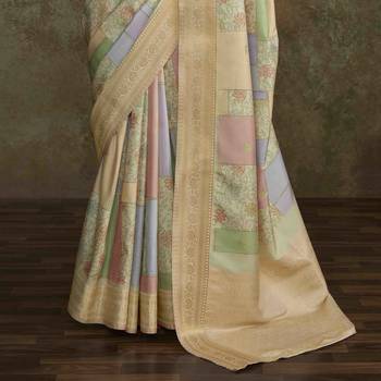 Multi silk blend saree with unstitched blouse piece 3