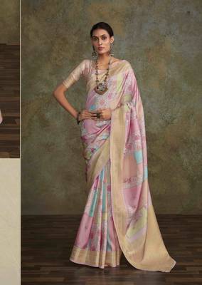 Multi silk blend saree with unstitched blouse piece 1