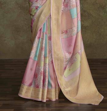 Multi silk blend saree with unstitched blouse piece 3
