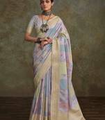 Multi silk blend saree with unstitched blouse piece