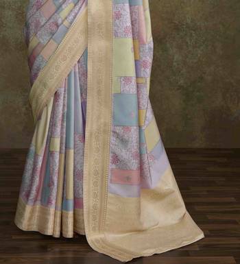 Multi silk blend saree with unstitched blouse piece 3