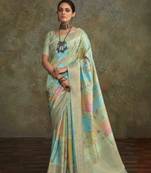 Multi silk blend saree with unstitched blouse piece
