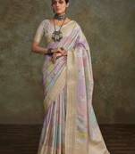 Multi silk blend saree with unstitched blouse piece