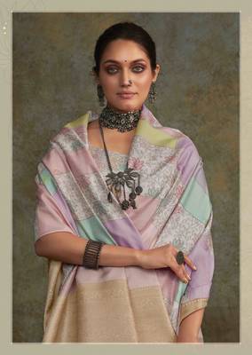 Multi silk blend saree with unstitched blouse piece 2