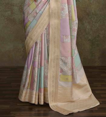 Multi silk blend saree with unstitched blouse piece 3
