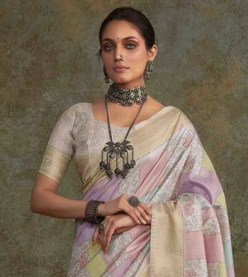 Multi silk blend saree with unstitched blouse piece 4