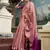 Peach tissue silk blend saree with unstitched tissue blouse piece