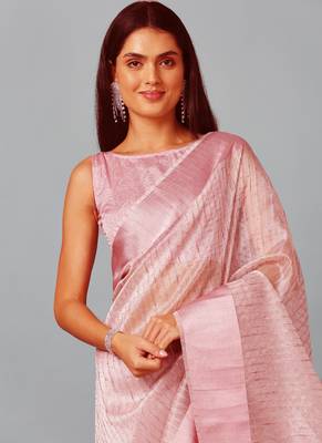 Baby Pink Organza Stone Work Party Wear Designer Saree 7