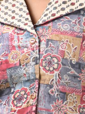 Grey modal printed a-line kurta set 4