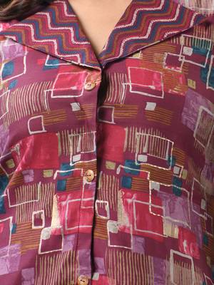 Magenta modal printed a-line kurta set 4