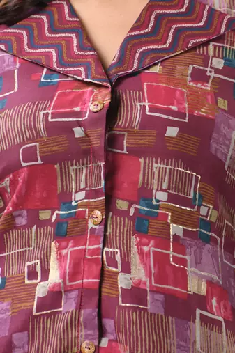 Magenta modal printed a-line kurta set