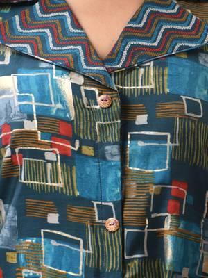 Teal modal printed a-line kurta set 4