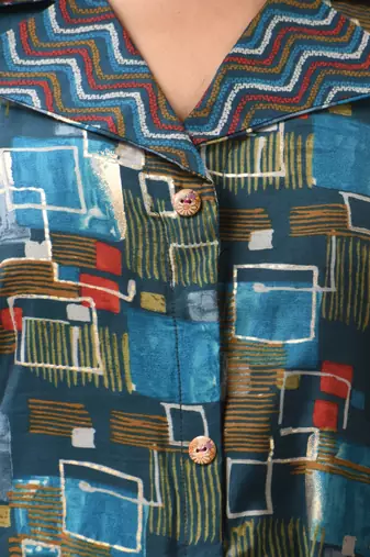 Teal modal printed a-line kurta set