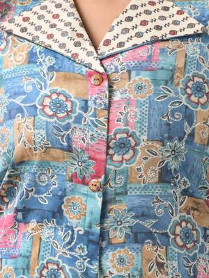Sky blue modal printed a-line kurta set 4