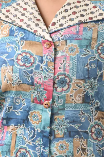 Sky blue modal printed a-line kurta set