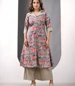 Grey modal printed a-line kurta set