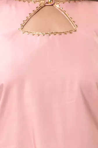Nude pink rayon suit set with gotta patti work