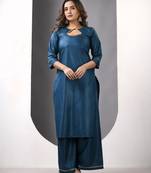 Teal rayon suit set with gotta patti work