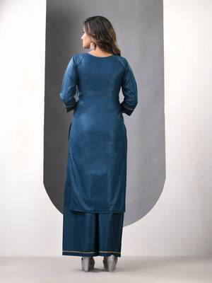 Teal rayon suit set with gotta patti work 3