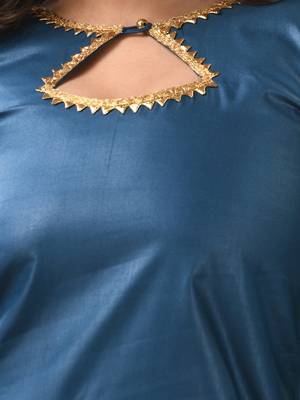 Teal rayon suit set with gotta patti work 4