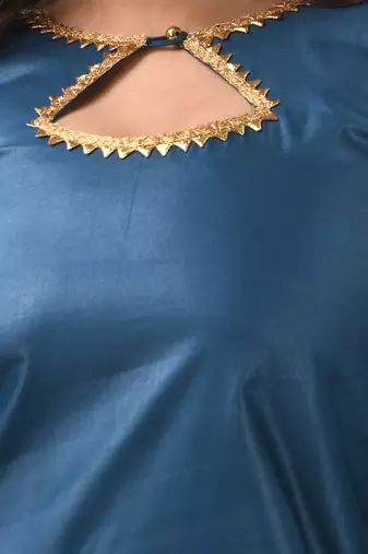 Teal rayon suit set with gotta patti work
