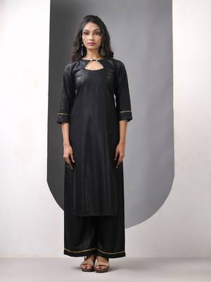Black rayon suit set with gotta patti work 1
