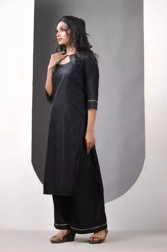 Black rayon suit set with gotta patti work