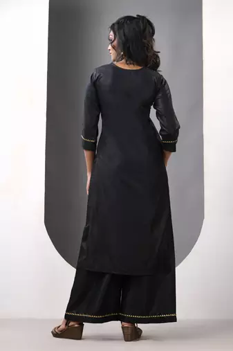 Black rayon suit set with gotta patti work