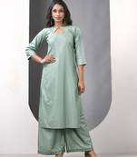 Mint green rayon suit set with gotta patti work