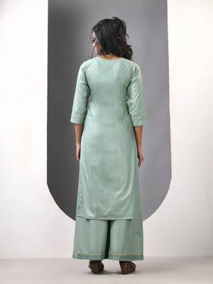 Mint green rayon suit set with gotta patti work 3