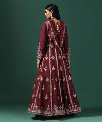 Maroon embroidered anarkali with dupatta 4